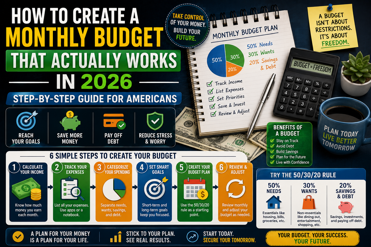 How to Create a Monthly Budget That Actually Works in 2026 (Step-by-Step Guide for Americans)